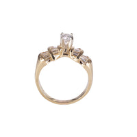 Contemporary Round and Baguette Cut Diamond Ring GIA E VVS2