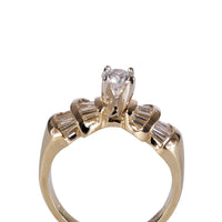 Contemporary Round and Baguette Cut Diamond Ring GIA E VVS2