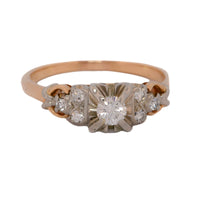 main view of the ring showing the center diamond