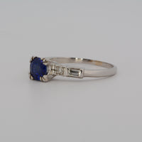 showing the side diamonds and the shank of the ring