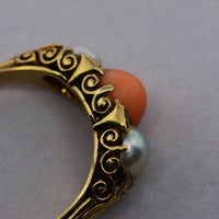 closeup of the carved gallery and setting