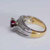 view of the ring shank showing the two tone gold