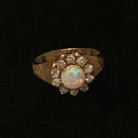 closeup showing the opal's play of colour