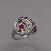 Retro Synthetic Ruby and Diamond Ring