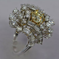 view of the face of the ring showing different diamond cuts