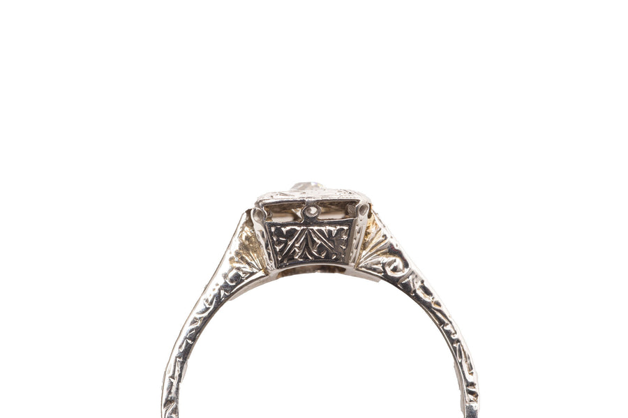 Antique Hand Engraved Diamond Ring