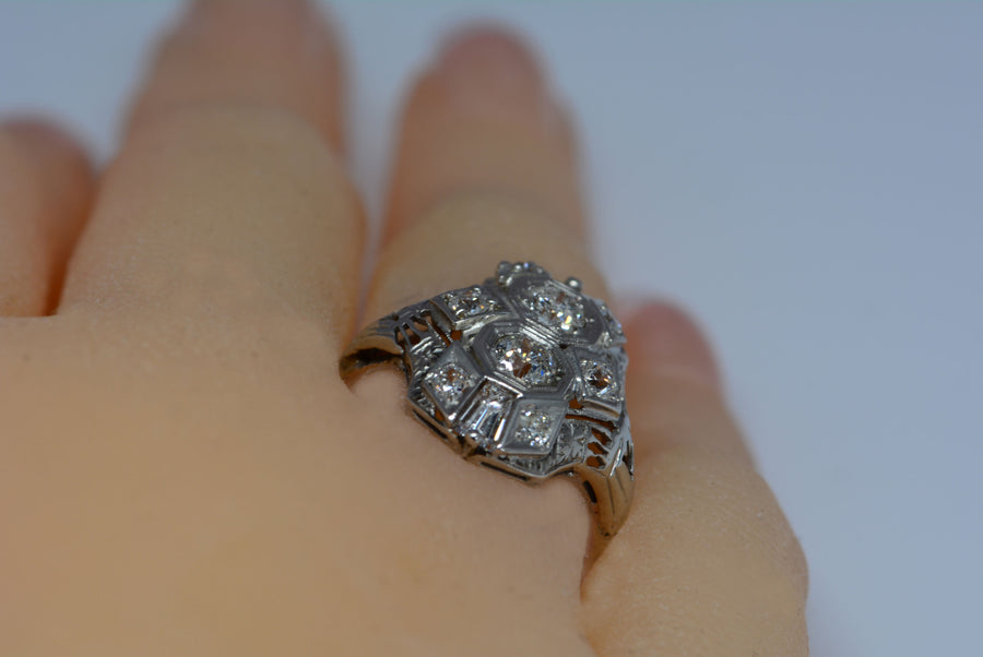 view of the ring on a finger